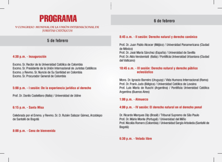 Programa V Congreso Mundial de la UIJC