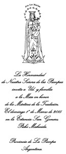 Invitación Mártires de la Tradición 2015 la Pampa