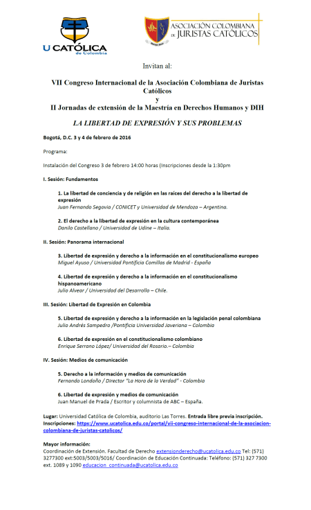 Santafé de Bogotá 3 y 4 febrero 2016